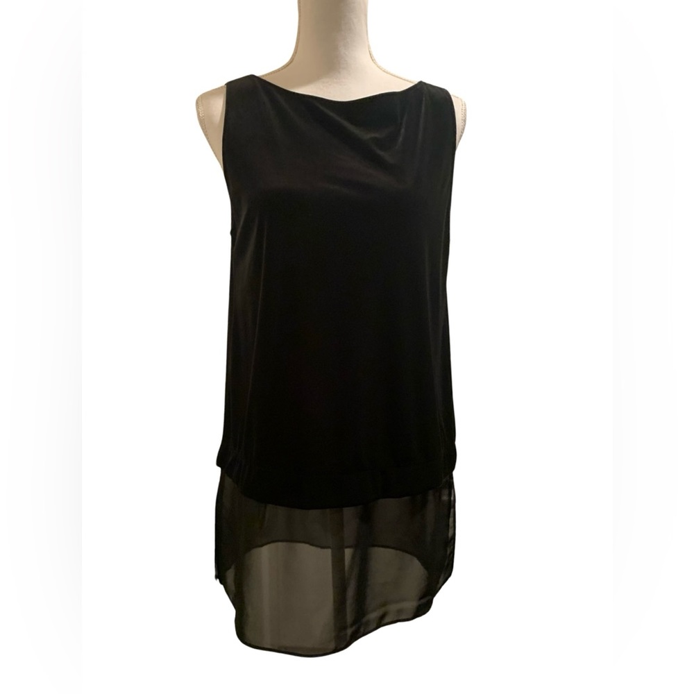 NWT Lauren by Ralph Lauren Black Velvet Sleeveless Blouse. Medium.